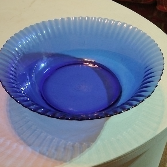 1960's Colorex Cobalt Blue Fluted Bowl Made in Brazil - Serving Bowl - - Picture 5 of 5